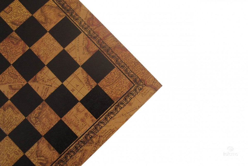Chess Board - Faux Leather - Old Map Design - 