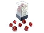 Glitter Mini-Polyhedral Ruby Red/gold 7-Die Set (Mini Poly Release 1) - 