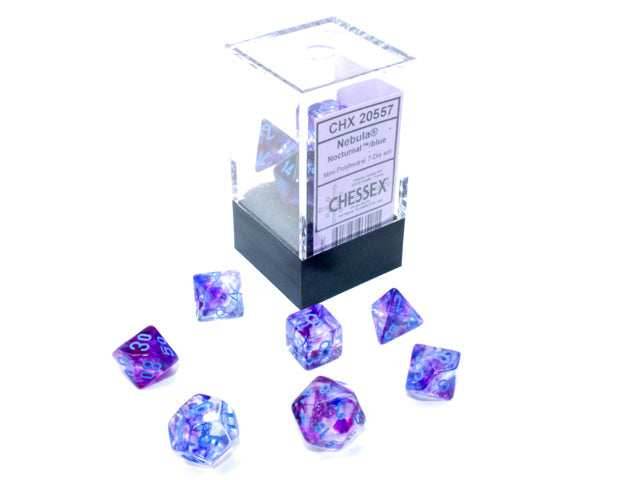 Nebula® Mini-Polyhedral Nocturnal™/blue Luminary™ 7-Die Set (Mini Poly Release 1) - 