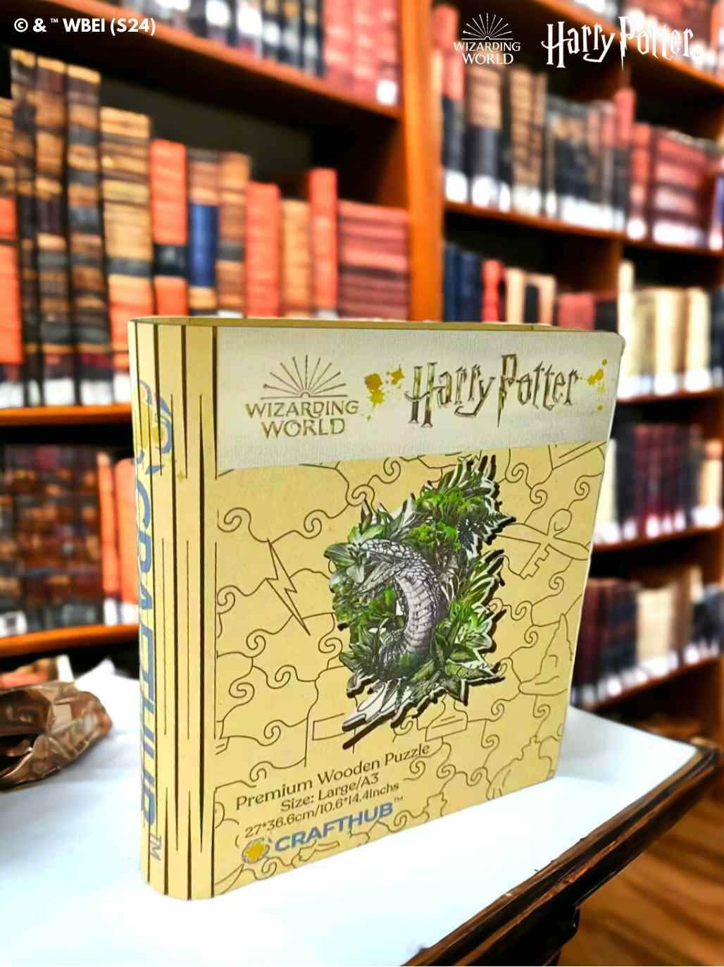 Harry Potter - Slytherin Crest - Utilitarian Romance Wooden Jigsaw Puzzle - A4 + Wooden Gift Box