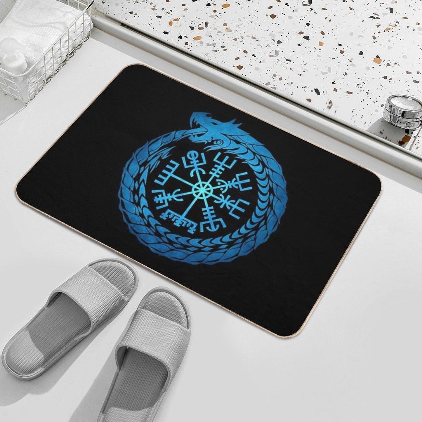 Vegvisir Jormungandr World Serpent  Stain-Proof Bath Mat