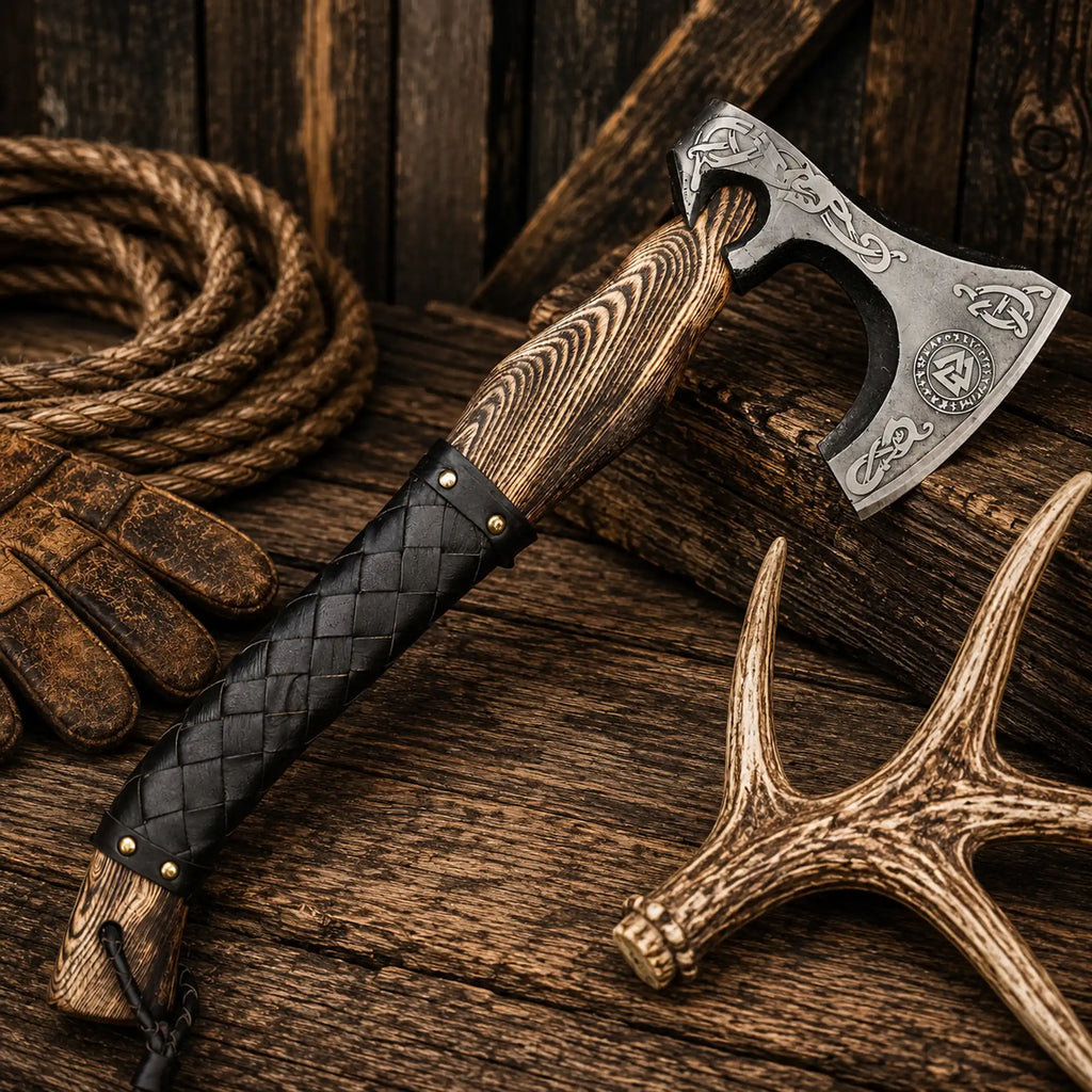 21" Handmade Viking Bearded Axe | 1095 High Carbon Steel Hatchet