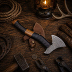 Best Handmade Damascus Tomahawk Axe Black Hawk with Belt Leather Sheath