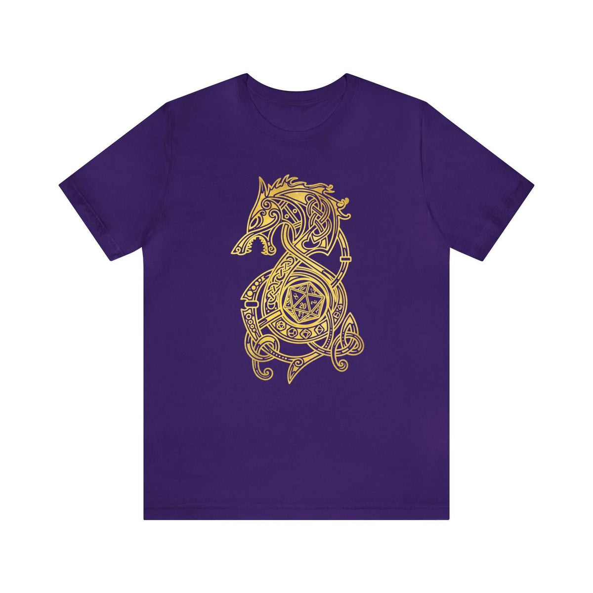 Golden Celtic Dice Dragon Shirt - Team Purple / S
