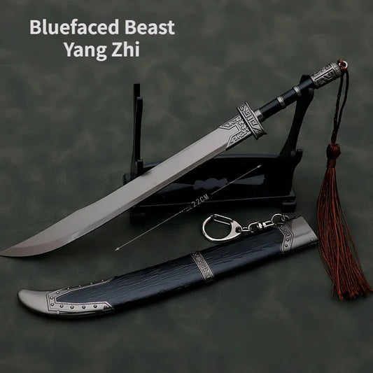 22cm Blue Face Beast Yang Zhi with Sheath Zinc Alloy  Model Crafts Toys