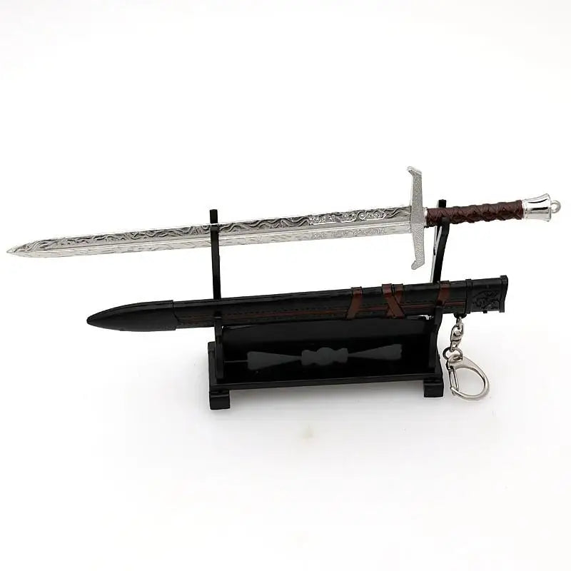 22cm Excalibur King Arthur Weapon Keychain Legend of the Sword Movie Merchandise Medieval Britain Full Metal Sword with Sheath