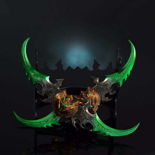 22cm Warglaive of Azzinoth Weapon Set Keychain Game Peripheral Illidan Stormrage Metal Weapon Model Collection Equipment Gifts