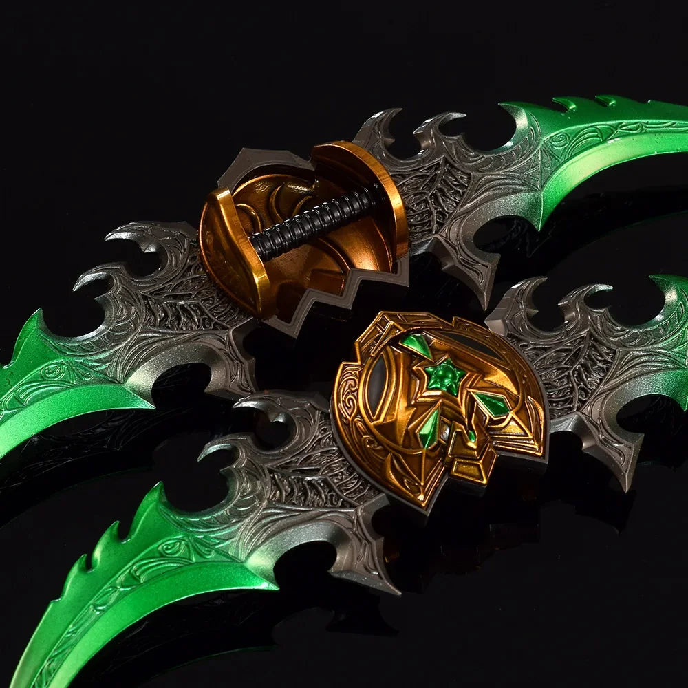 22cm Warglaive of Azzinoth Weapon Set Keychain Game Peripheral Illidan Stormrage Metal Weapon Model Collection Equipment Gifts