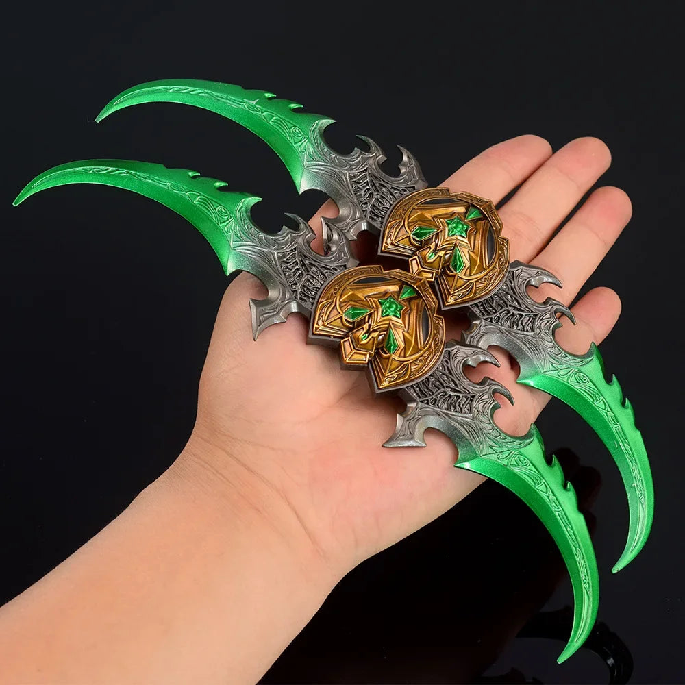 22cm Warglaive of Azzinoth Weapon Set Keychain Game Peripheral Illidan Stormrage Metal Weapon Model Collection Equipment Gifts