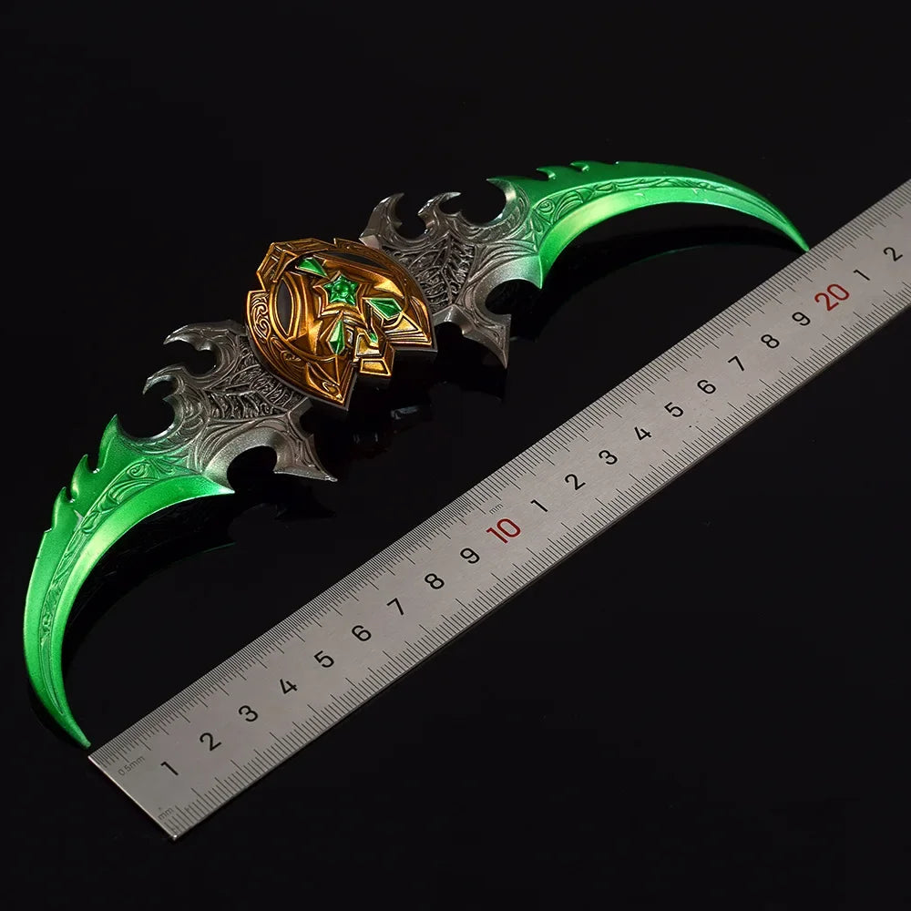 22cm Warglaive of Azzinoth Weapon Set Keychain Game Peripheral Illidan Stormrage Metal Weapon Model Collection Equipment Gifts