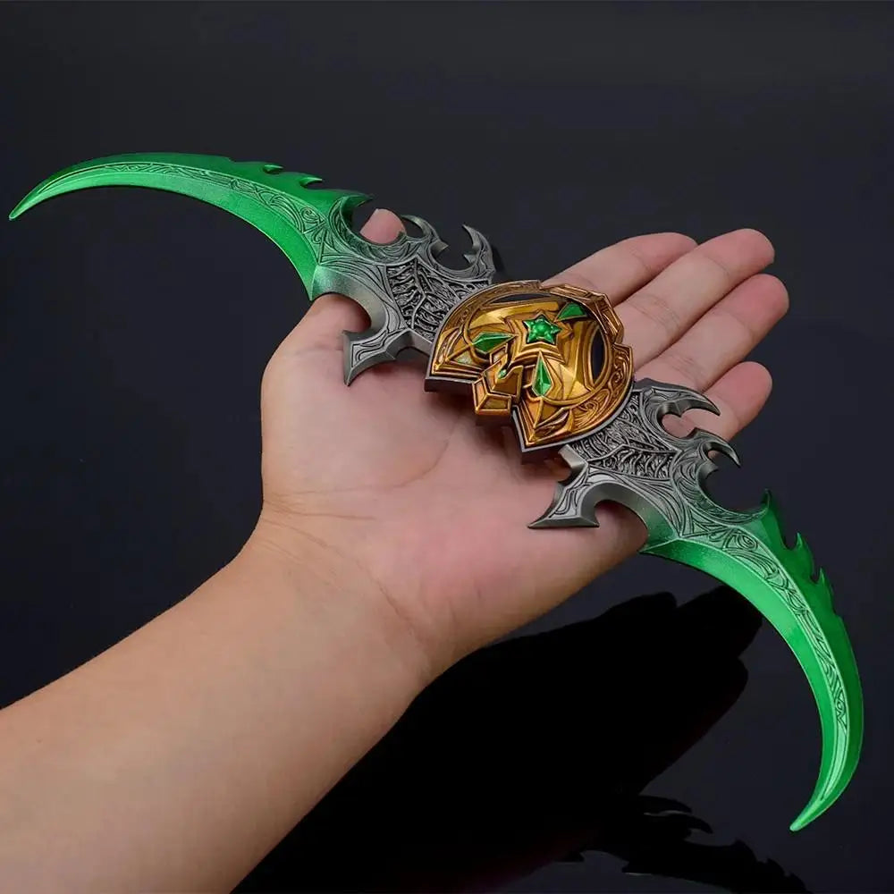 22cm Warglaive of Azzinoth Weapon Set Keychain Game Peripheral Illidan Stormrage Metal Weapon Model Collection Equipment Gifts