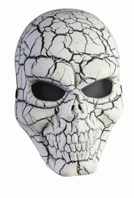 White and Black Cracked Skull Adult Face Mask