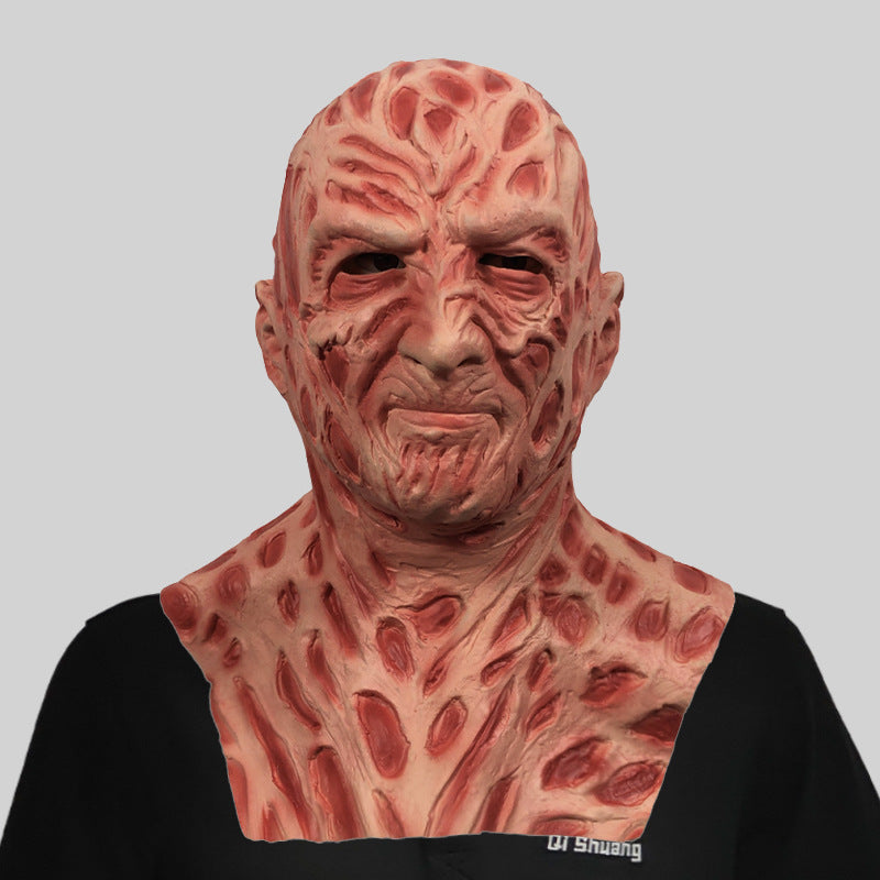 Freddy horror mask, full face headgear, makeup ball, scary demon, funny face, Halloween party, parody props