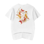 KH852 Golden Koi Fish Embroidery Tee - White / S