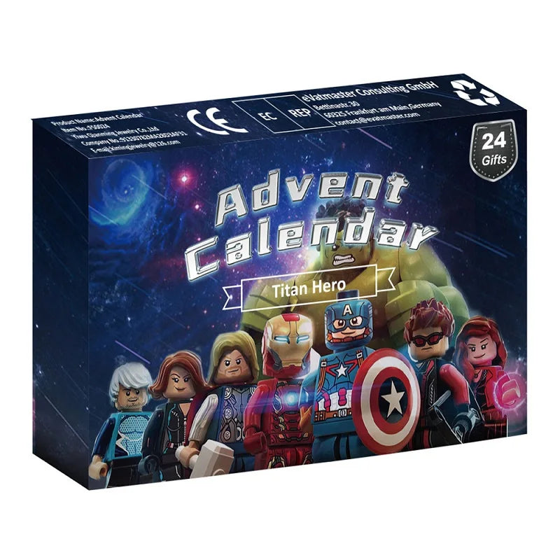 24pcs Marvel Figure Christmas Advent Calendar Box Disney Mini Q Version Hulk Anime Figure Spiderman Iron Man Kids Toys