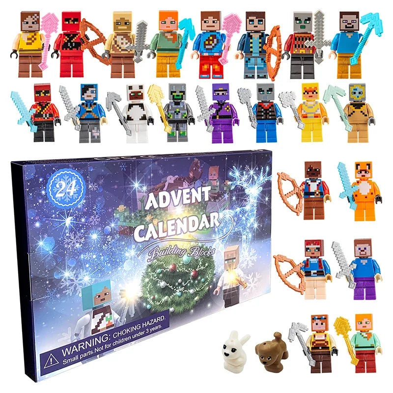 24pcs Marvel Figure Christmas Advent Calendar Box Disney Mini Q Version Hulk Anime Figure Spiderman Iron Man Kids Toys