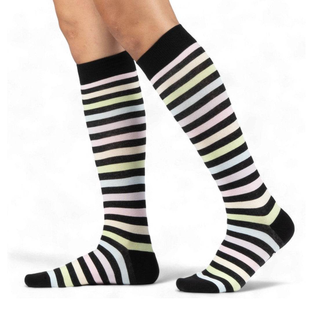 Pastel Rainbow Stripes Knee High Socks - 