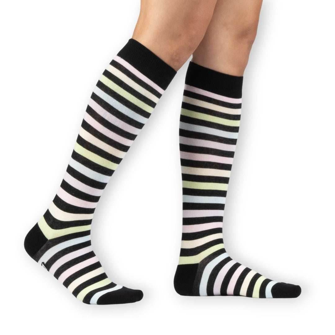 Pastel Rainbow Stripes Knee High Socks - 