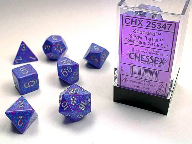 Speckled® Polyhedral Silver Tetra™ 7-Die Set Dnd Dice Set CHX25347 Blue/Purple - 