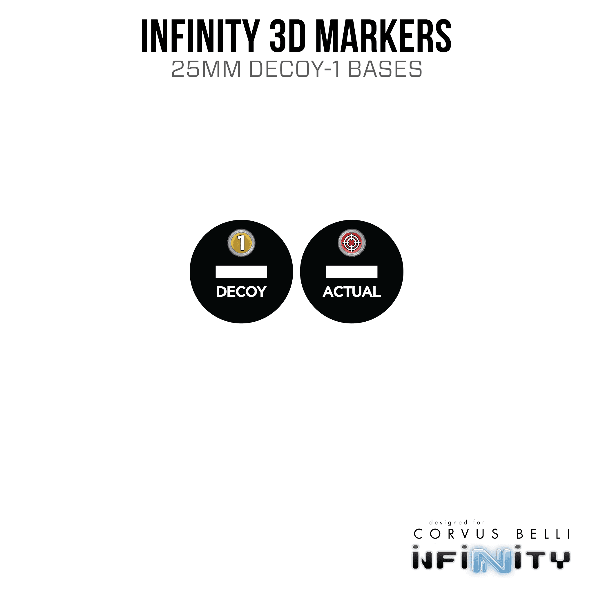 Infinity 3D Markers: Strelok (2x 25mm Camo -3, Decoy -1) - Actual, Decoy -1