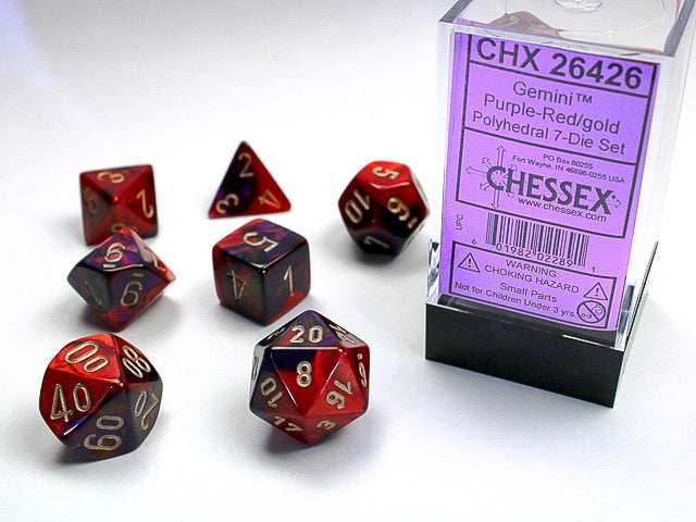 Gemini® Mini-Polyhedral Purple-Red/gold 7-Die Set (Mini Poly Release 2) - 