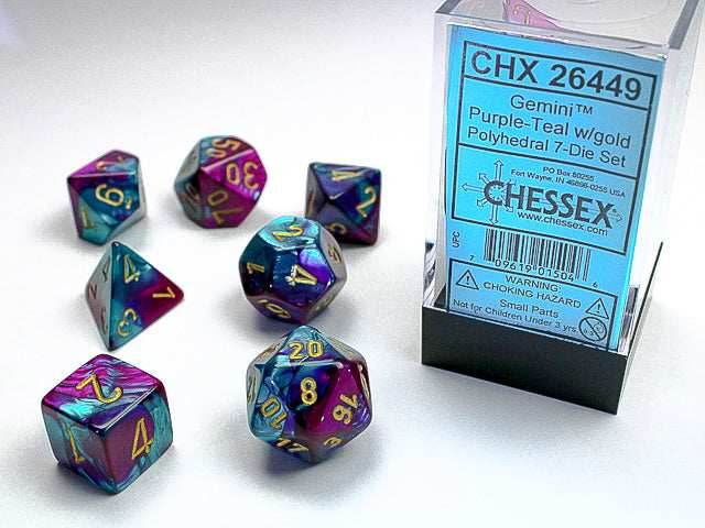 Gemini® Polyhedral Purple-Teal/gold 7-Die Set Dnd Dice Set CHX26449 - 