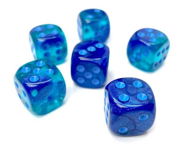 Gemini® Polyhedral Blue-Blue/light blue Luminary™ 7-Die Set / 16mm / 12mm - Single 16mm d6