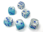 Gemini® Polyhedral Pearl Turquoise-White/blue Luminary™ 7-Die Set /16mm/12mm - Single 16mm d6