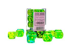 Gemini® Polyhedral Translucent Green-Teal/yellow 7-Die Set /16mm/12mm - 16mm Block