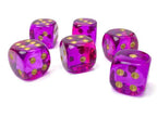 Gemini® Polyhedral Translucent Red-Violet/gold 7-Die Set /16mm/12mm - Single 16mm d6