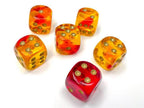 Gemini® Polyhedral Translucent Red-Yellow/gold 7-Die Set /16mm/12mm - Single 16mm d6