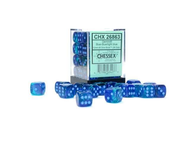 Gemini® Polyhedral Blue-Blue/light blue Luminary™ 7-Die Set / 16mm / 12mm - 12mm Block