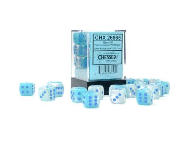 Gemini® Polyhedral Pearl Turquoise-White/blue Luminary™ 7-Die Set /16mm/12mm - 12mm Block