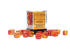 Gemini® Polyhedral Translucent Red-Yellow/gold 7-Die Set /16mm/12mm - 12mm Block