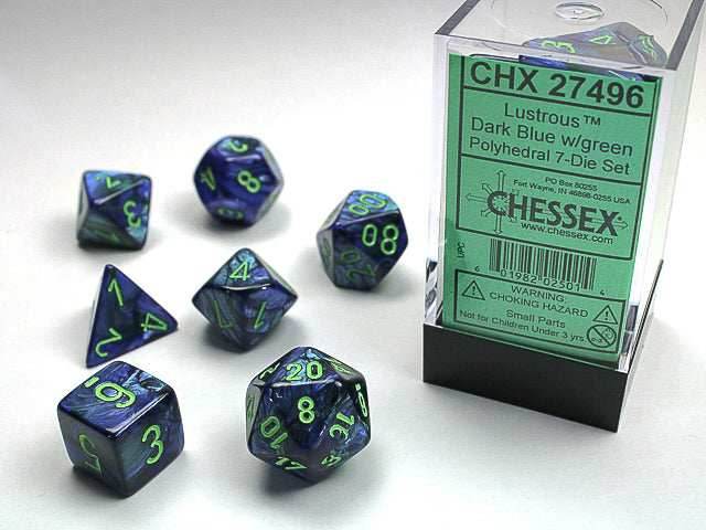 Lustrous® Polyhedral Dark Blue with Green 7-Die Set – Out of Print - 