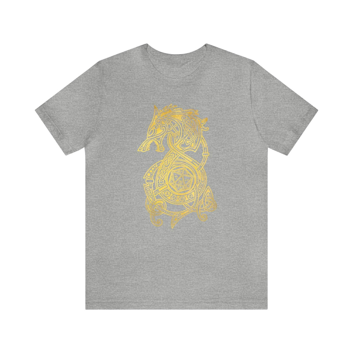 Golden Celtic Dice Dragon Shirt - Athletic Heather / S
