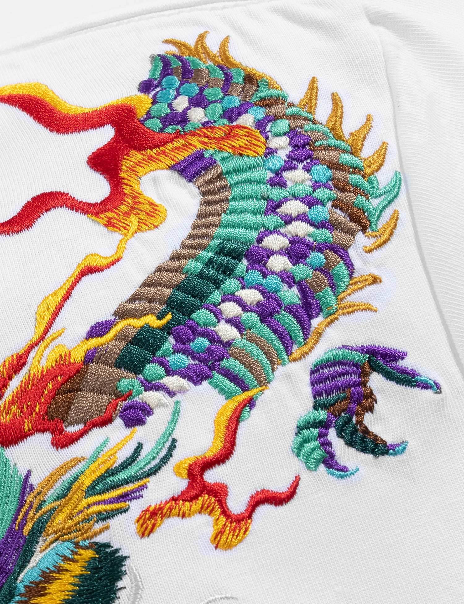 KH727 Flying Dragons Embroidery Tee - White / S
