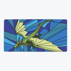 Stained Glass Flying Dragon Playmat - Oversized Playmat / Blue / Plain