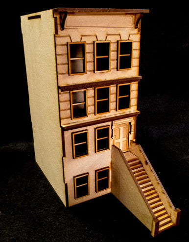 28mm "Brownstone" Row House (MDF) - 28MMDF400