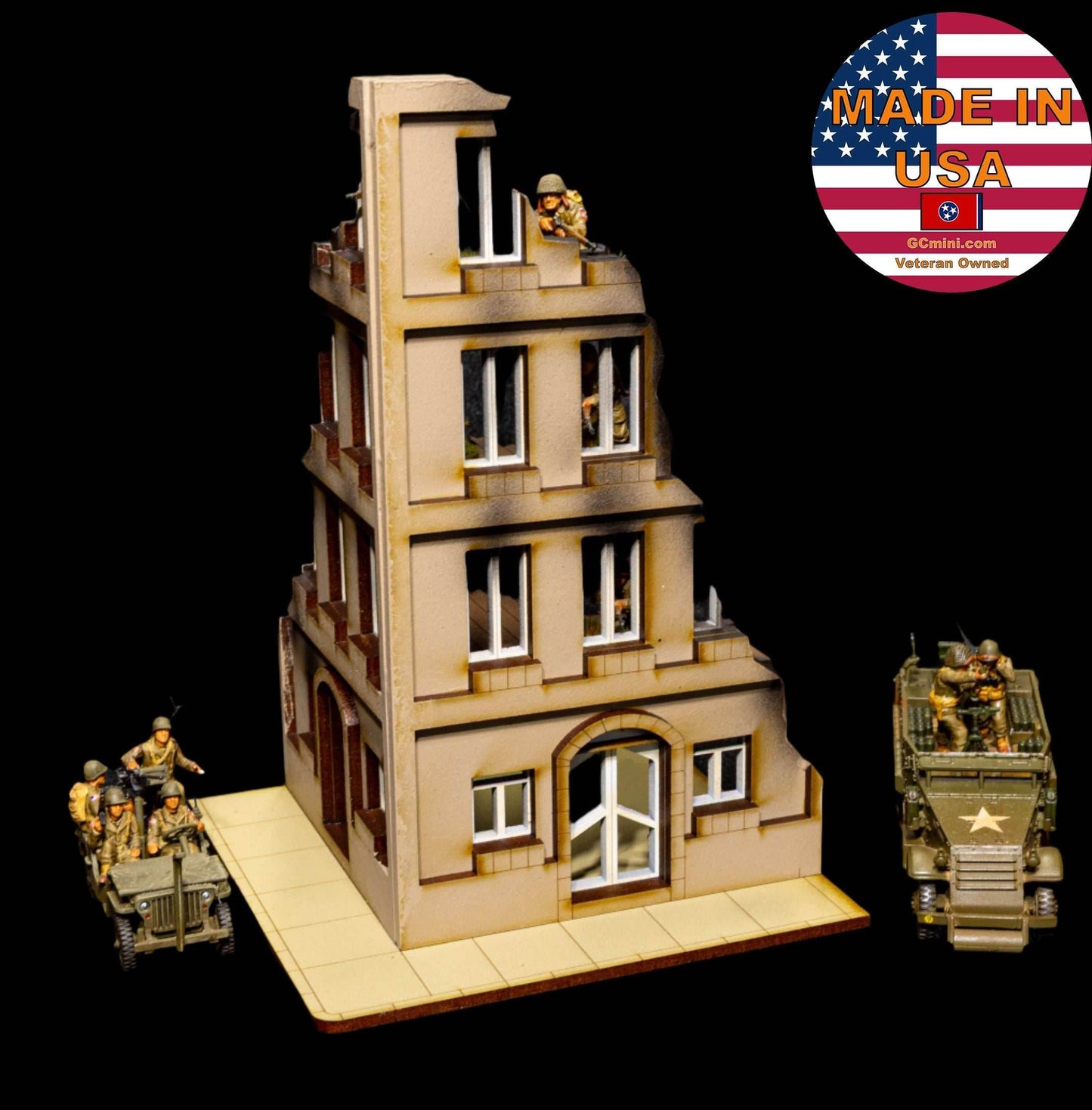 28mm European Corner Building - 28MMDF524-2 (Painted and Assembled) - 