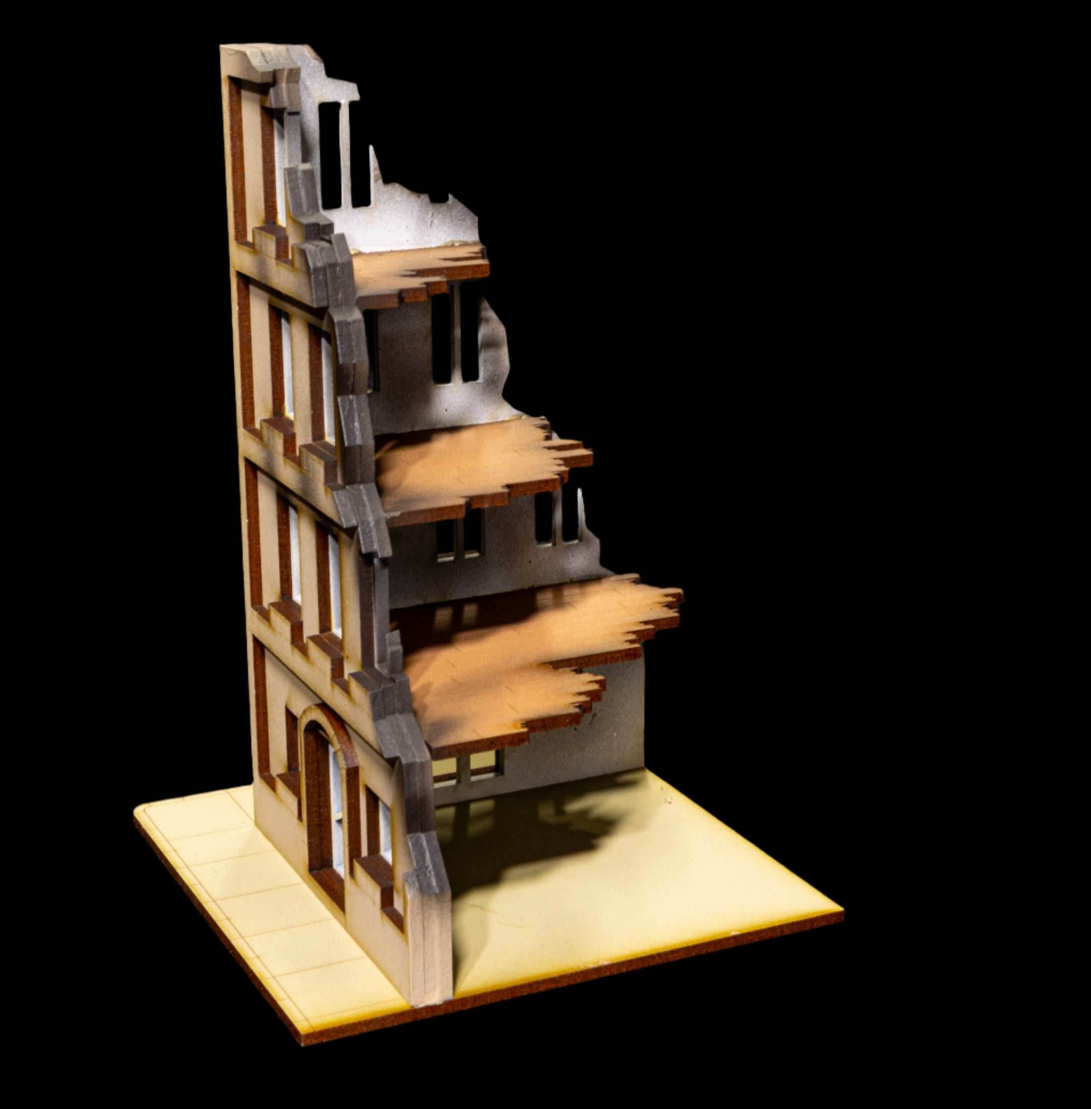 28mm European Corner Building - 28MMDF524-2 (Painted and Assembled) - 