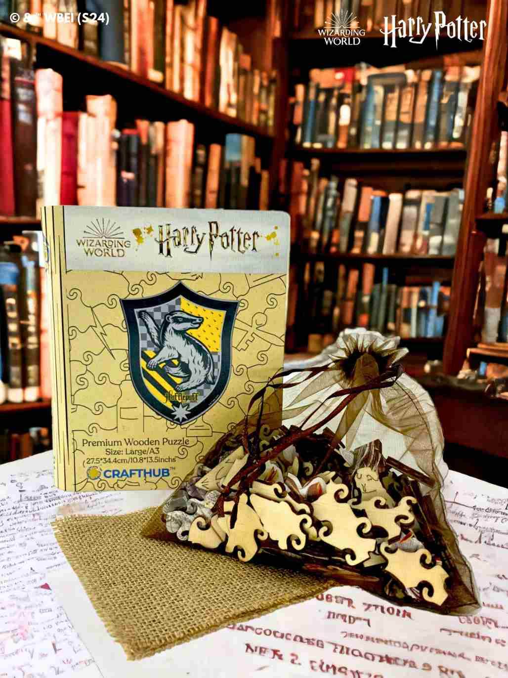 Harry Potter - Hufflepuff Crest - House Prides Wooden Jigsaw Puzzle - A4 + Wooden Gift Box