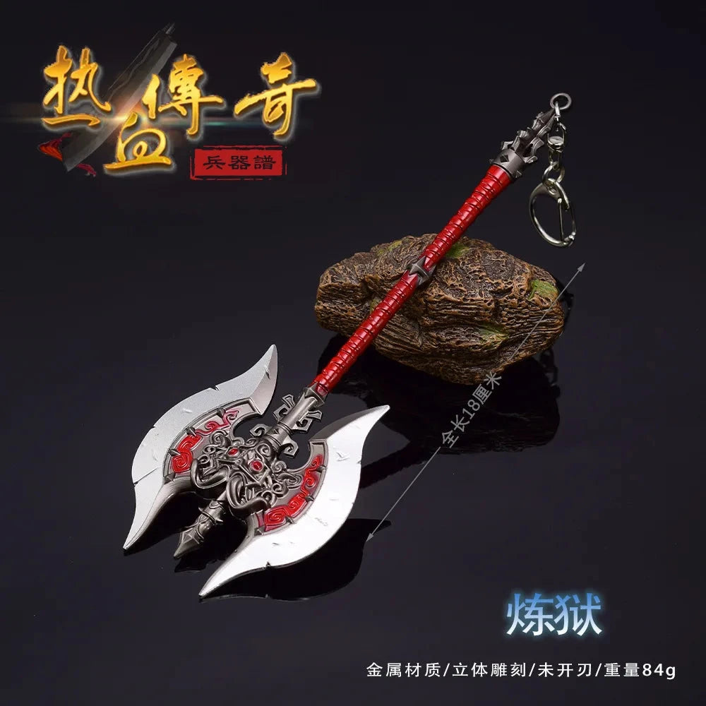 28cm Dragon Slaying Blade Mir2 Legend Game Peripheral Corrupted AshBringer Staff of Judgment Metal Uncut Weapons Model Keychains