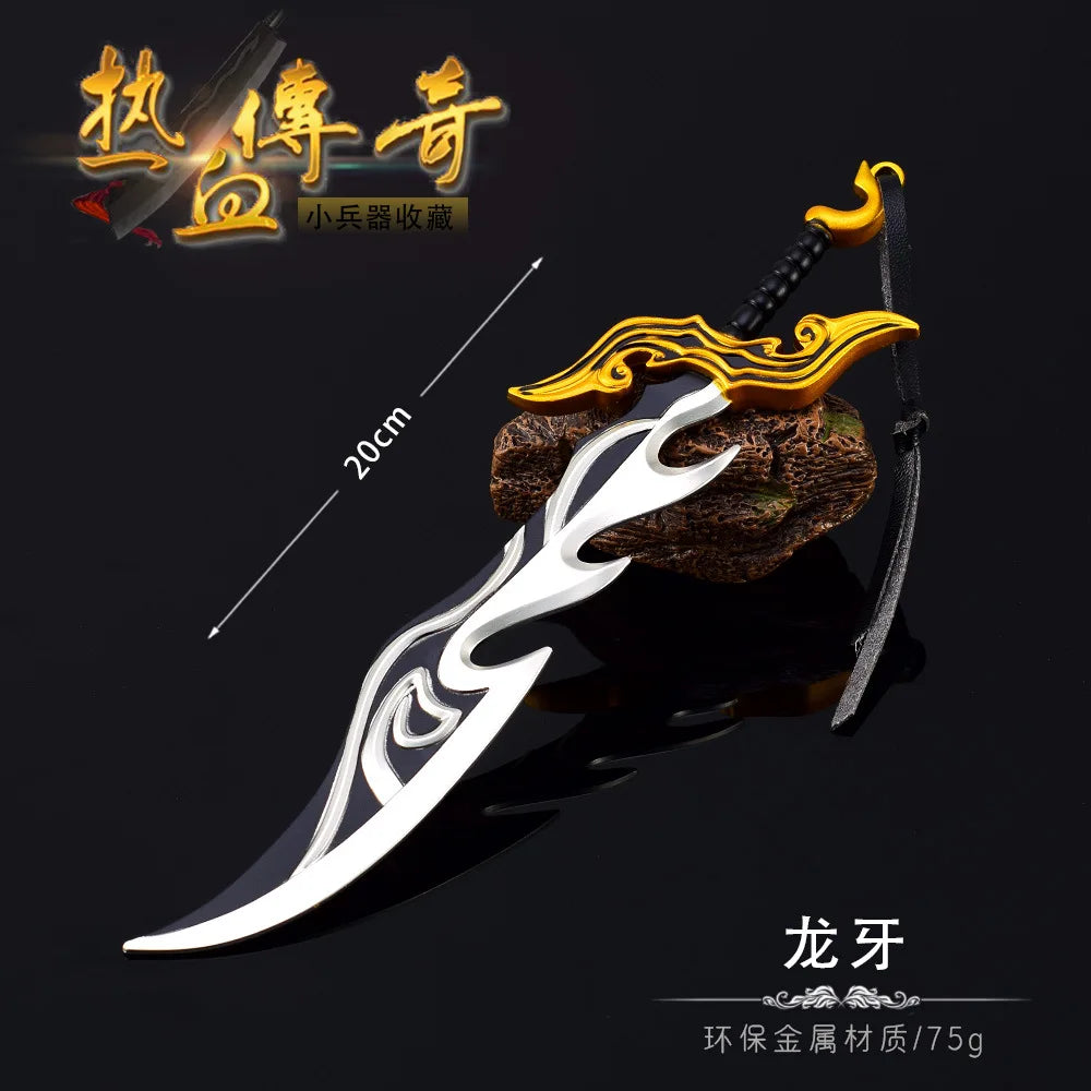 28cm Dragon Slaying Blade Mir2 Legend Game Peripheral Corrupted AshBringer Staff of Judgment Metal Uncut Weapons Model Keychains