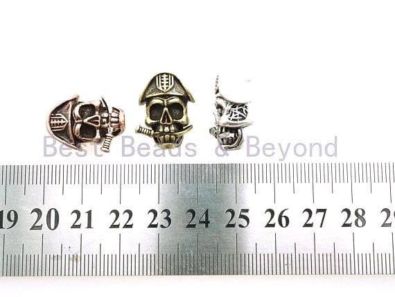 Antique Pirate Skull Paracord Beads, Paracord Survival Bracelet Beads, KeyChain Lanyard Making Findings, DIY Jewelry 15x21x11mm, sku#Y102
