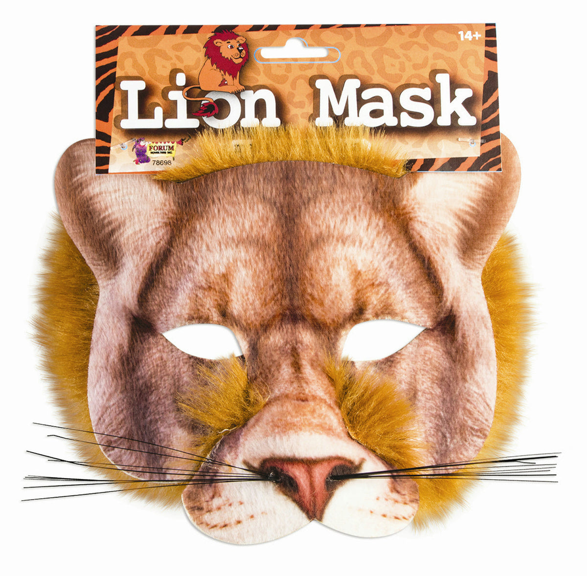 Lion Mask 3D Screen Print Realistic Look Soft Face Mask Fun Fur Adult Or Child