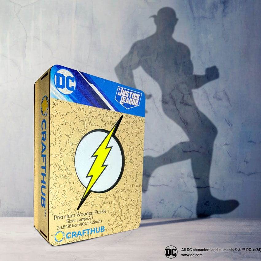 The Flash Logo Wooden Jigsaw Puzzle - A4 + Wooden Gift Box