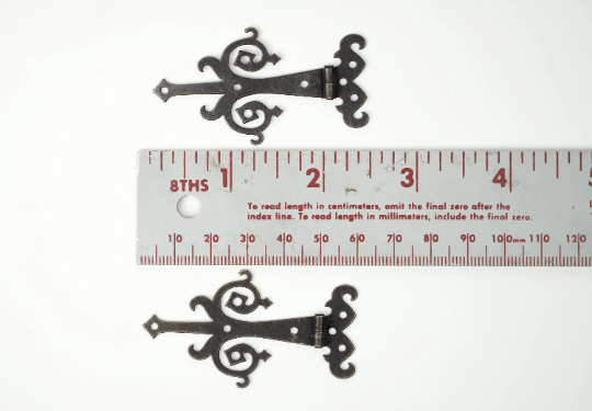 Tiny Fairy Door Medieval Strap Hinge with Bronze Finish - Set of 2