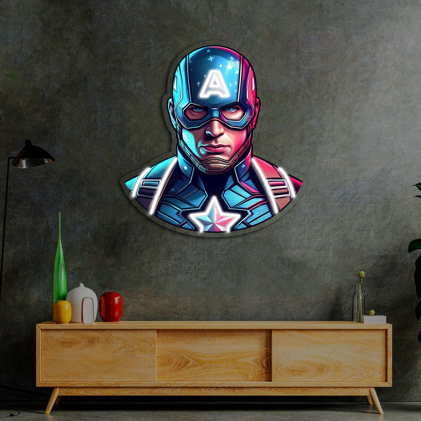UV Printed Captain America Neon Sign,Neon Wall Art,Neon Light Sign