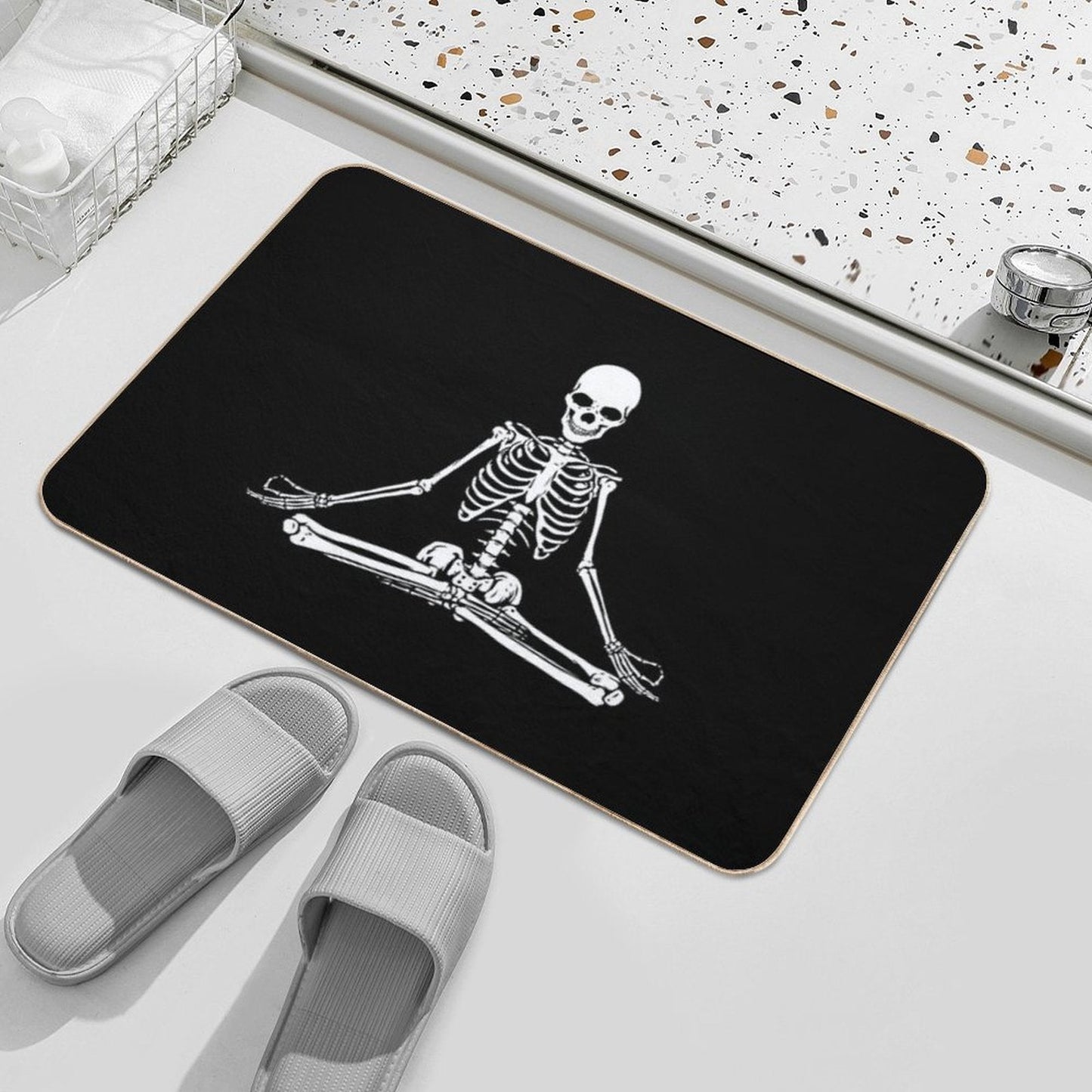 Meditating Skeleton  Pet-Safe Bath Mat
